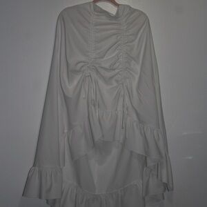 Elegant White Ruffled Long Skirt